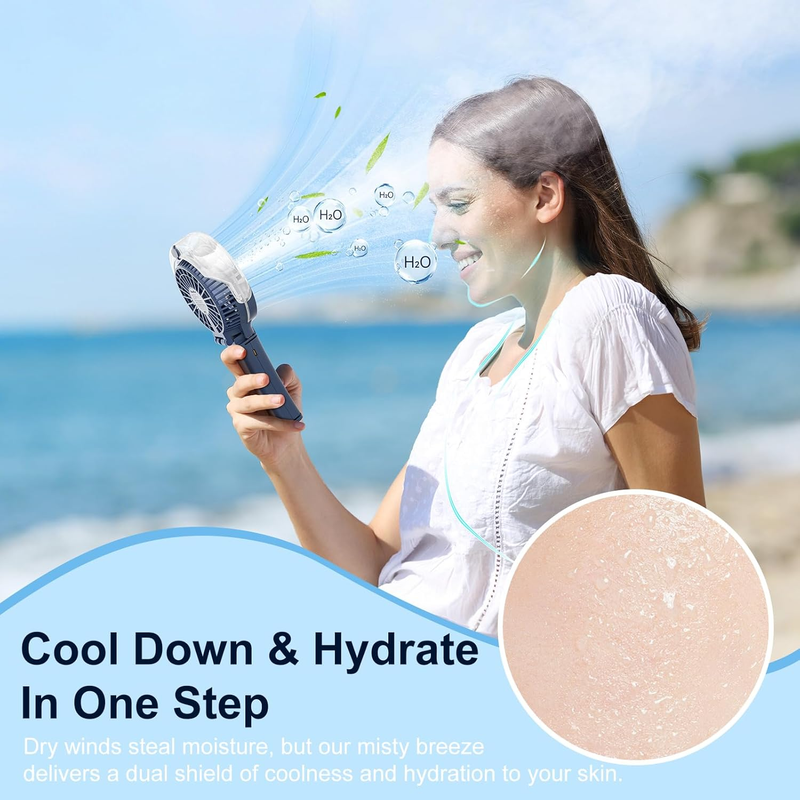 Portable Handheld Misting Fan USB Rechargeable Mini Cooling Royal Blue3