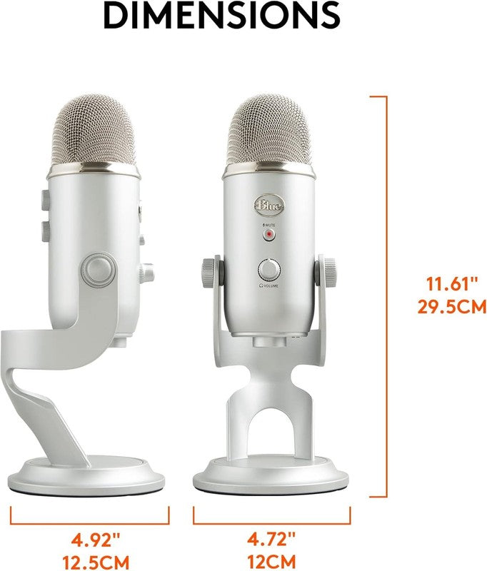 Blue Yeti USB Microphone for Gaming Streaming Podcast YouTube Discord PC Silver11
