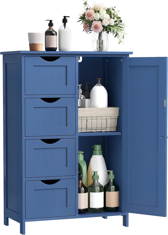 Floor Storage Cabinet Drawer Door Adjustable Shelf Bijou Blue Organizer8