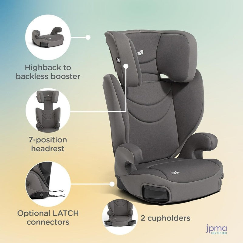 Basil 2‑in‑1 Highback & Backless Booster Car Seat Lightweight Thunder2