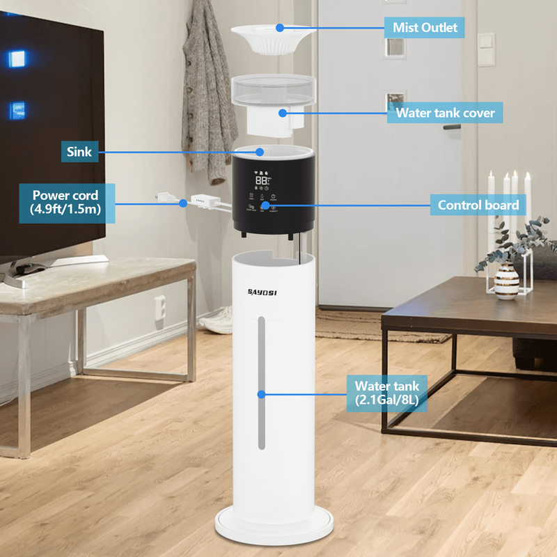 Humidifier,Saydsi 2.1Gal(8L) Smart Humidifiers for Bedroom,1800Sq.Ft Cool Mist H8