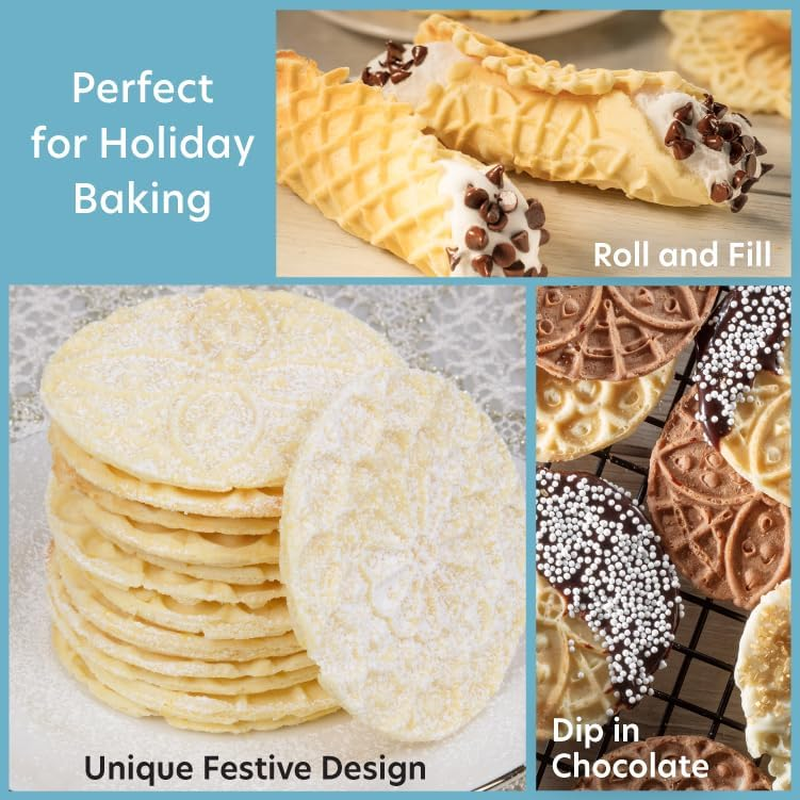 Piccolo Pizzelle Baker  Nonstick Electric Press Makes 4 Mini Holiday Cookies at 3
