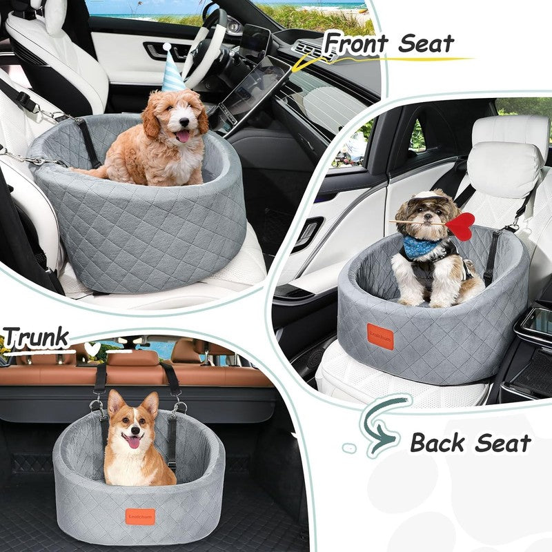 Dog Car Seat Small Dogs up to 30lbs Memory Foam Washable Anti Slip Grey4