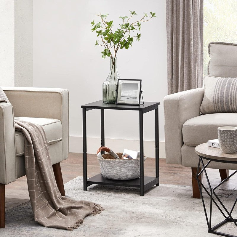 Set of 2 Side Tables Small End Tables Nightstand for Living Room Bedroom Black3