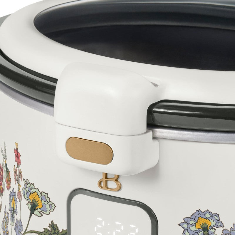 Drew Barrymore 4Qt Digital Slow Cooker Hinged Locking Lid Wildflower White8