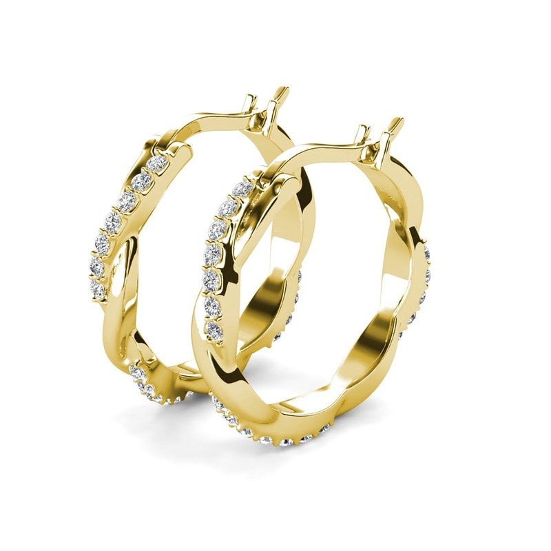 Lauren 18K Yellow Gold Plated 22Mm Hoop Earrings with Crystals for Women9
