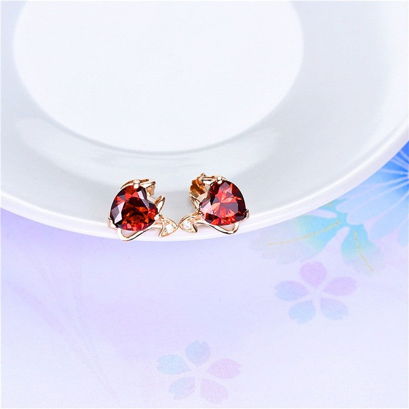 18K Gold Plated Ruby Devil Earrings for Women4