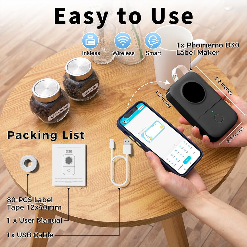 D30 Bluetooth Mini Label Maker Thermal Printer for Home School Office5
