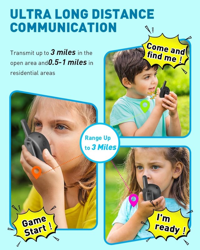 Kids Walkie Talkies 4 Pack Long Range Toy Radios Flashlight LCD 3 Miles 5 73