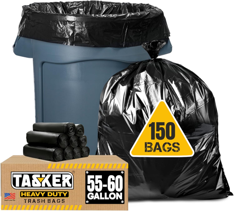 55-60 Gal Heavy Duty Trash Bags 150 Count Mega Value Pack Black Large Bags9
