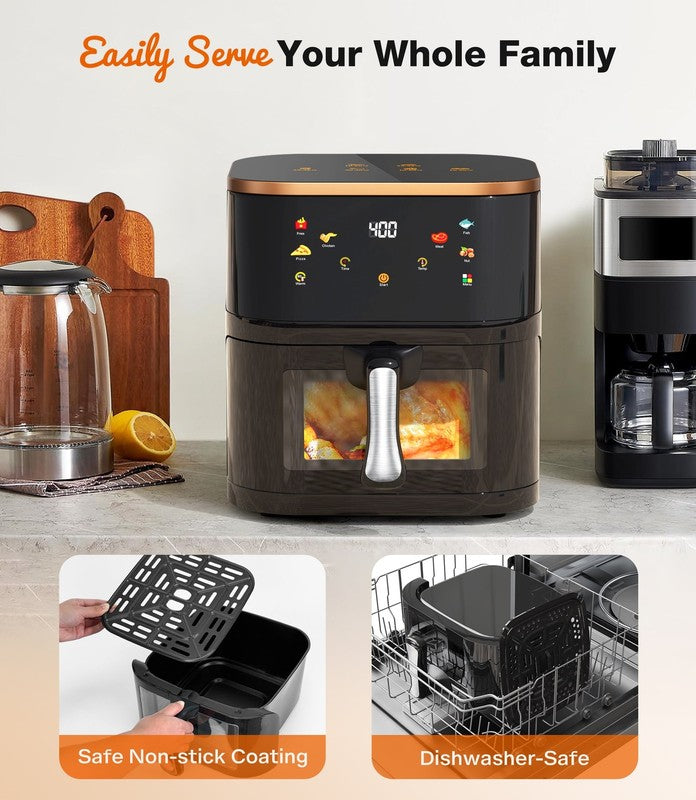 10QT Air Fryer Max 450°F 6 Preset Touch Pane View Window Oil Less Cooker Black7