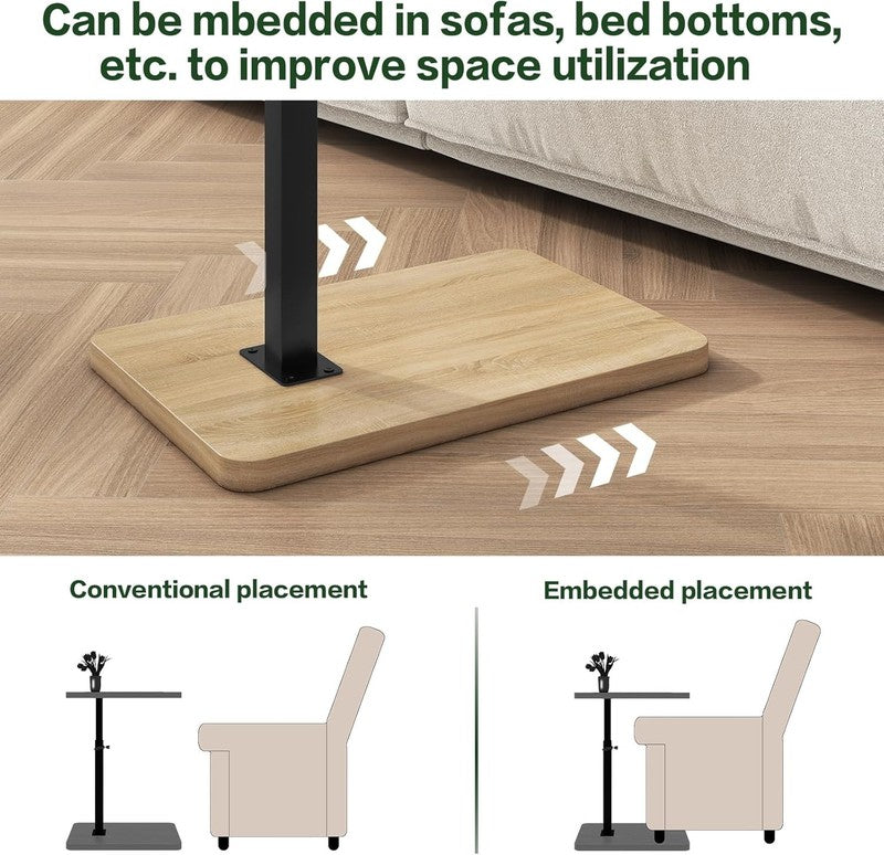 C-Shaped 360° Swivel Adjustable Side Table Natural Wood Sofa/Bed5