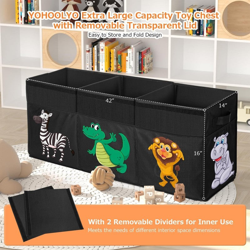 Extra Large Toy Box Collapsible Dinosaur Storage Organizer Kids Bin Black3