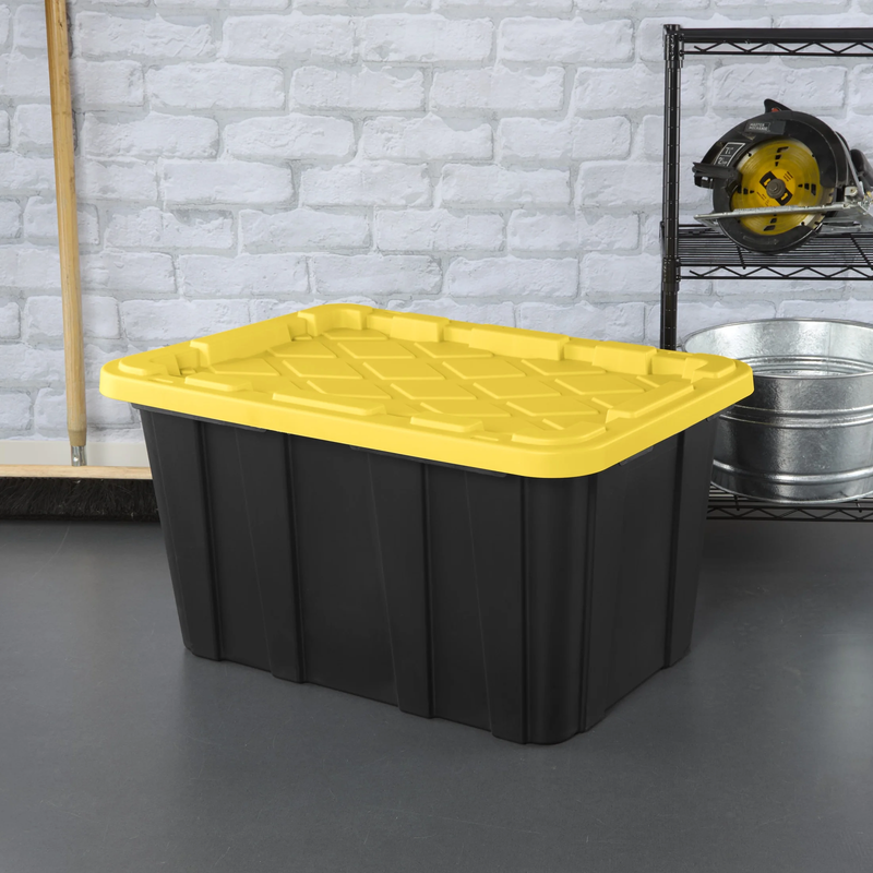 Large Storage Bin, 27 Gallon Durable Plastic Storage Tote with Snap On Lid, Blac2