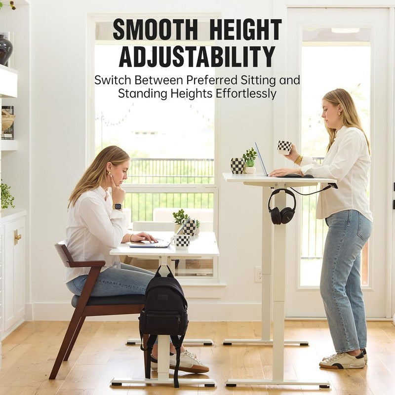 47.2" Electric Standing Desk Sit Stand Wood Top Home Office White3