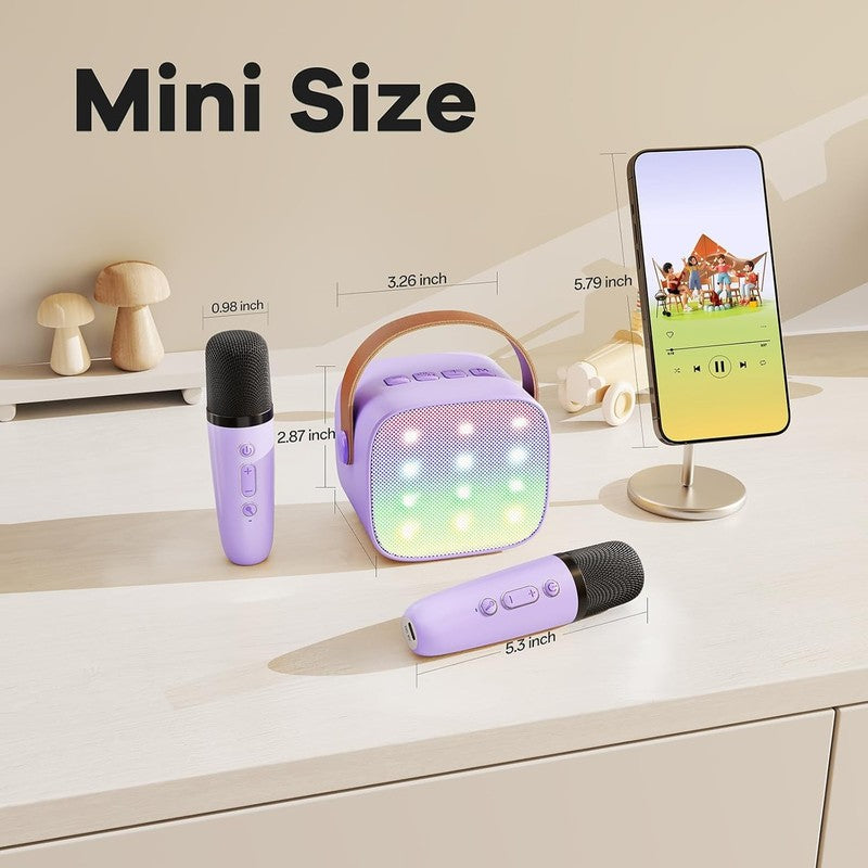 Mini Karaoke Machine with 2 Wireless Mics - Perfect Gift for Kids 4-12 (Purple)7