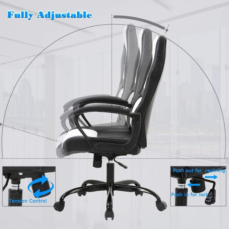 Ergonomic White Gaming Chair with Lumbar Support for Home & Office Use4