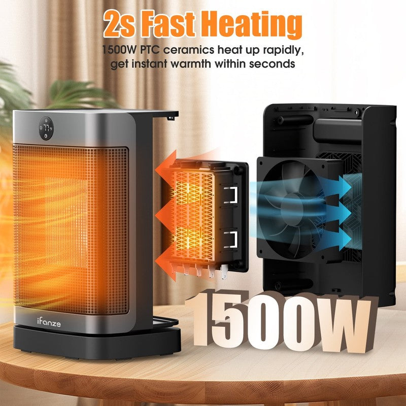 1500W Portable Space Heater w/ Remote, Oscillating, Timer, for Home/Office9