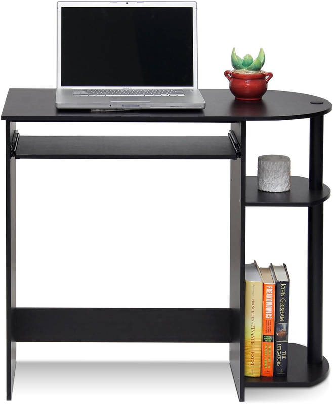 Simplistic Easy Assembly Computer Desk, with Keyboard Tray, Espresso/Black3