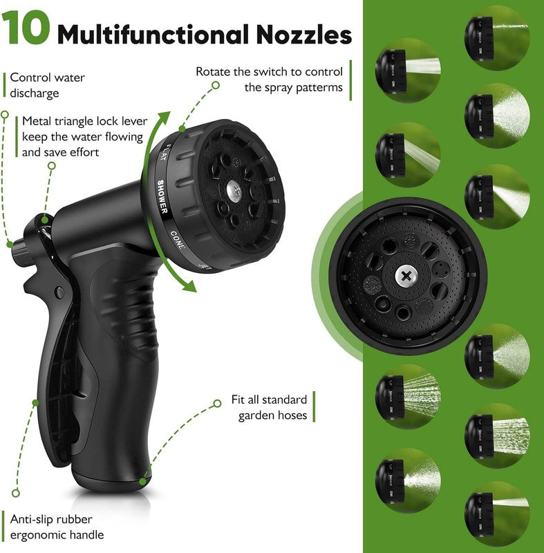 100FT Stainless Steel Garden Hose with 10 Function Nozzle, No Kink Design3