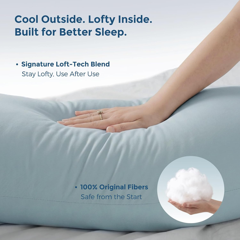 57in U Shaped Pregnancy Pillow Cooling Cover Full Body Mist Blue4