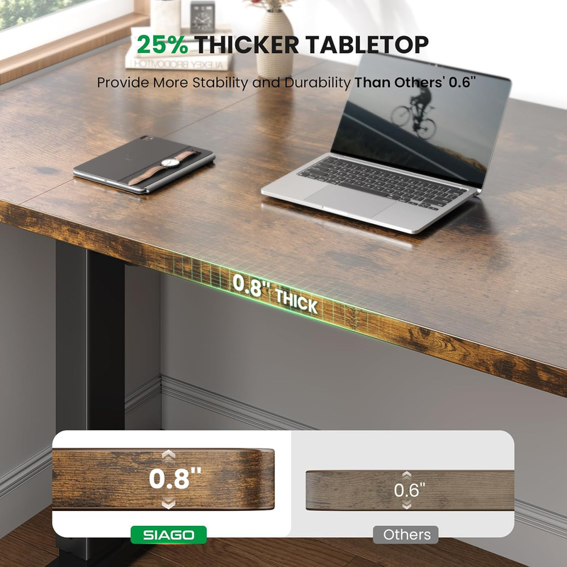 Electric Standing Desk 48x24 Sit Stand Adjustable Desk w/ Cable Management2