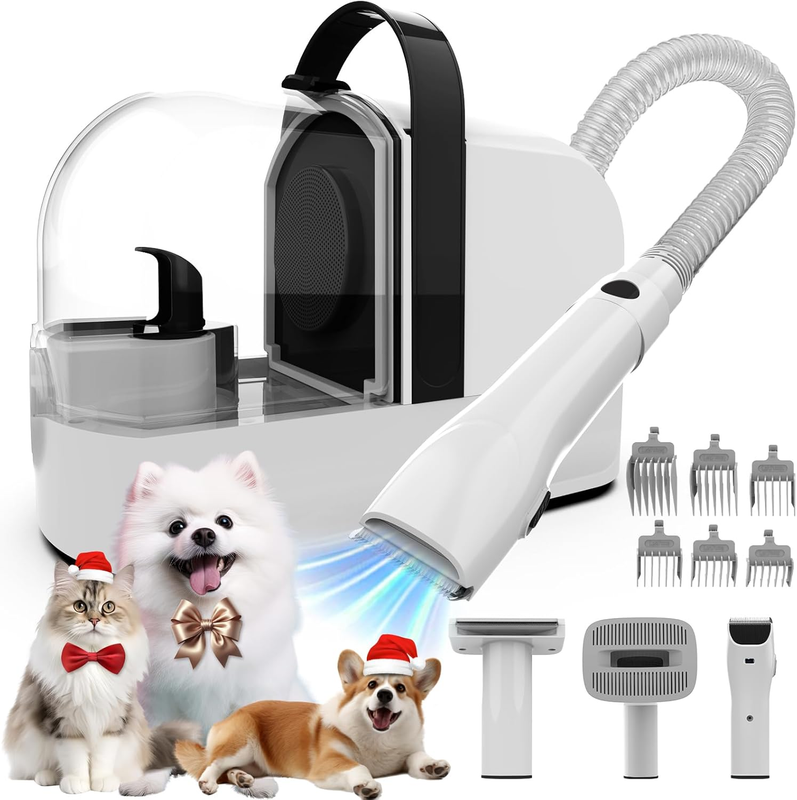 Pet Grooming Vacuum Kit with Clippers & Low Noise Shedding Brush, PG10 Black0