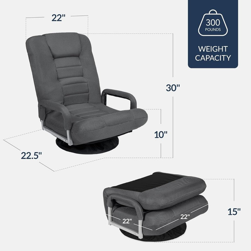 Gaming Floor Rocker Chair 360° Swivel, Lumbar Support, Dark Gray2