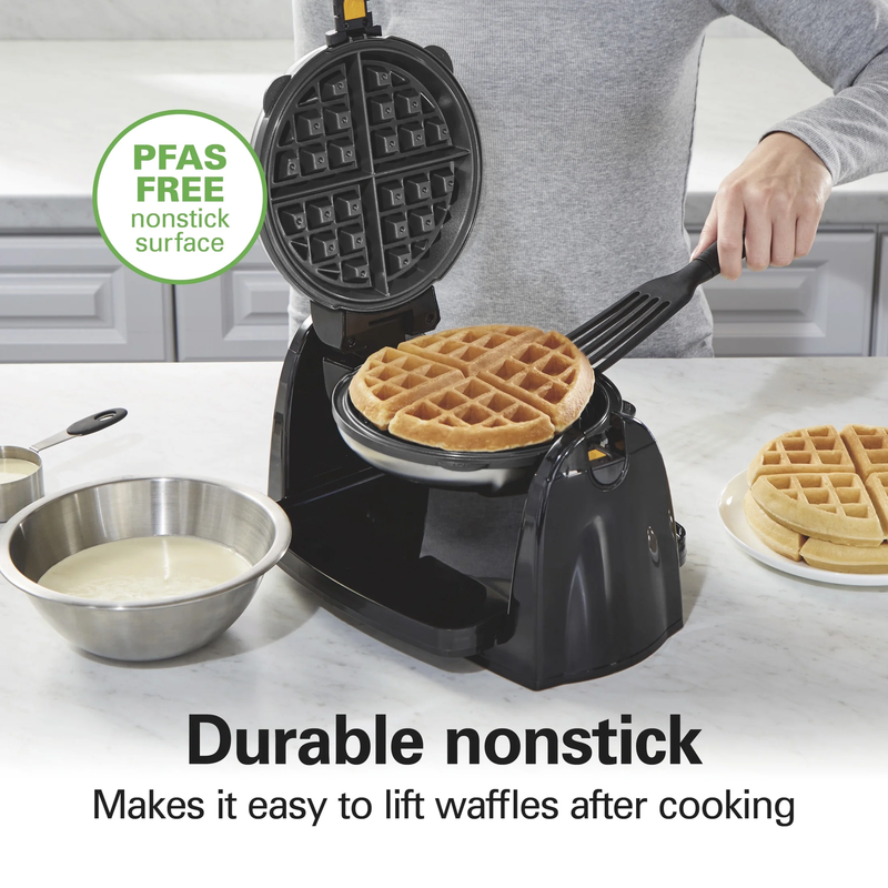 Belgian Waffle Maker with Removable Non-Stick Grids, Roataing Waffle Iron, Stain2