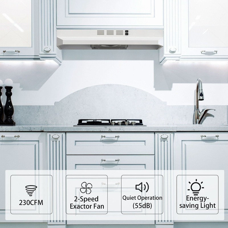30" Under Cabinet Range Hood 280CFM Stainless Steel Duct Convertible 120V4