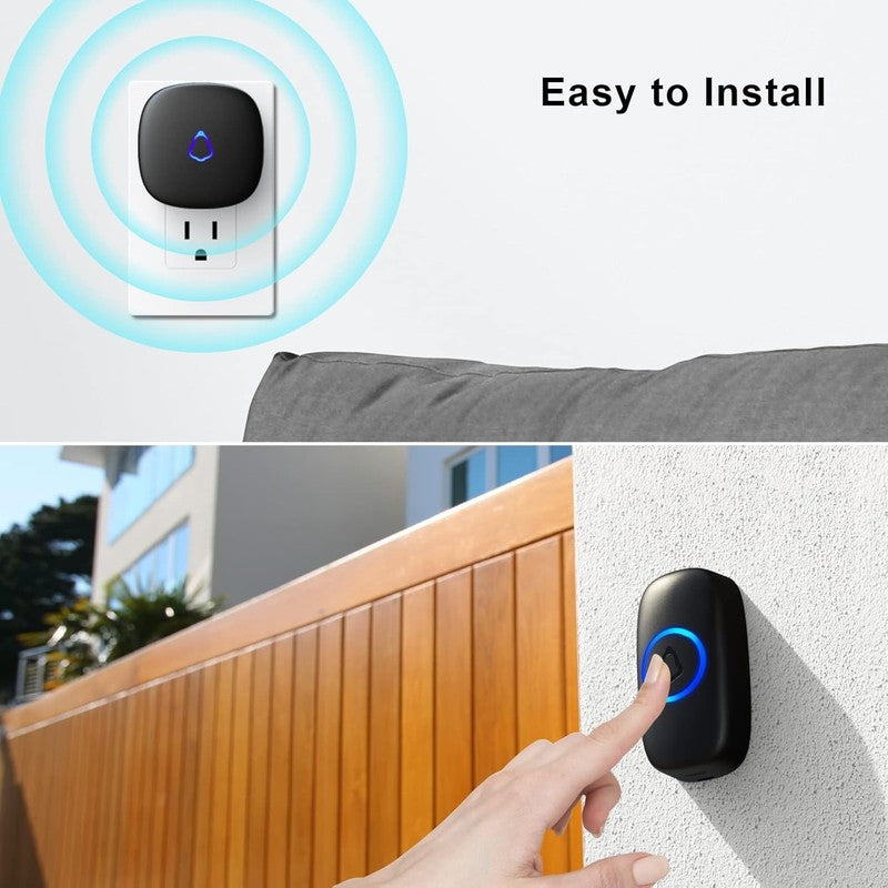 Wireless Doorbell, Easy Installation, Waterproof, Adjustable Volume, 58 Chimes, 3