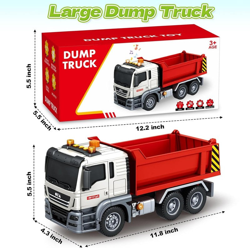 Dump Truck Toy with Sound and Light Red Construction Vehicle for Kids Ages 3 7 B6