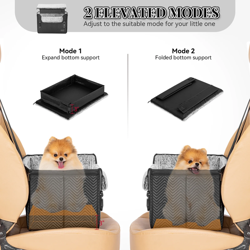 Dog Car Seat, Waterproof PU Leather Dog Carseat with Patent Safe Buckles, Clip O6