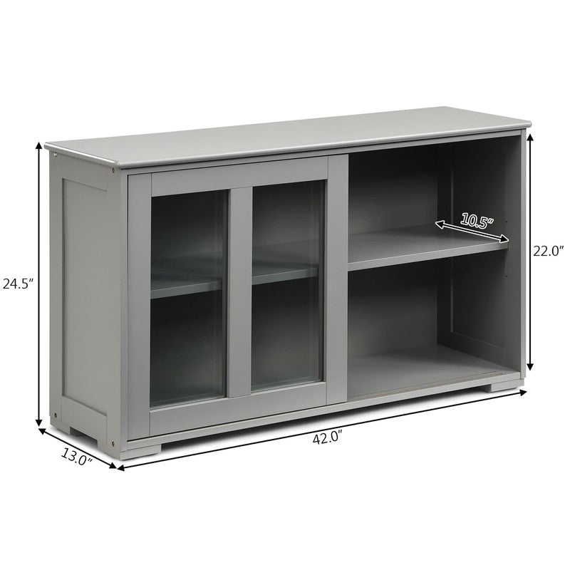 Kitchen Storage Cabinet Sideboard Buffet Cupboard W/ Sliding Door Gray2