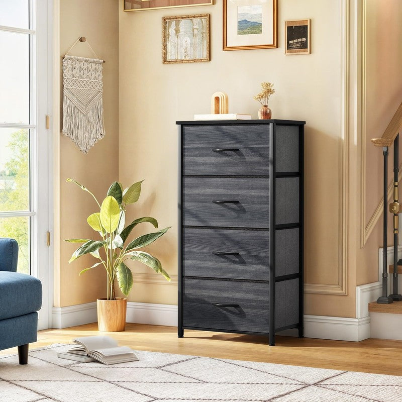 4 Drawers Fabric Dresser for Bedroom, Storage Organizer, Wide Chest of Drawers f4