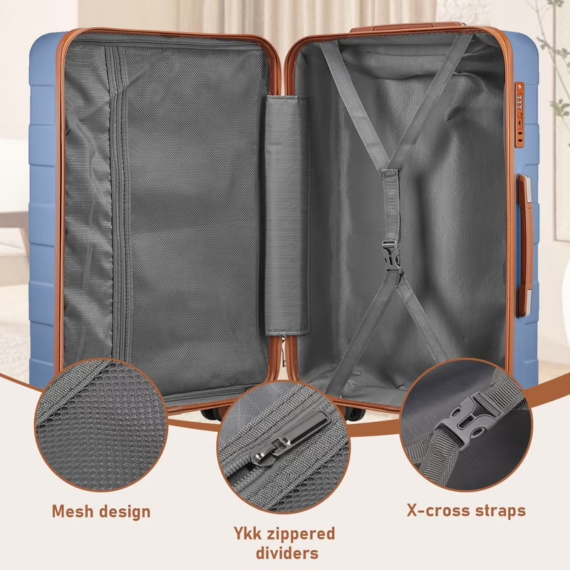 3 Piece Luggage Set 20in Carry On Spinner TSA Lock Ice Blue5