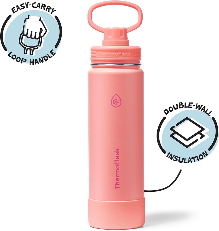 24oz Insulated Water Bottle Stainless Steel Spout Lid Leakproof Hot Cold1