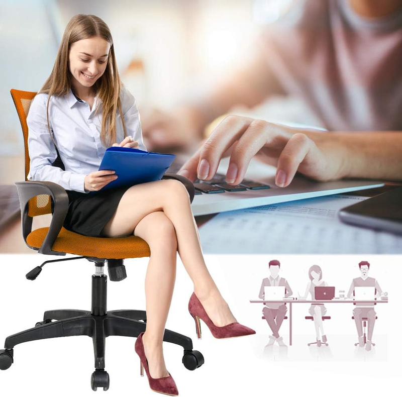 Ergonomic Office Chair Red Mid-Back Swivel Desk Chair Adjustable Height3