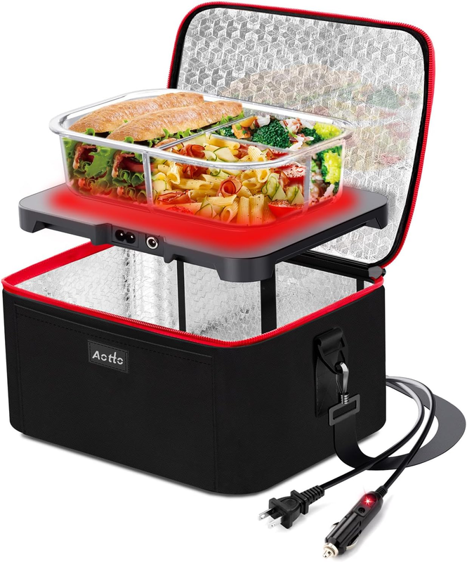 Portable Electric Lunch Box 12V/24V/110V Food Warmer Black Red7