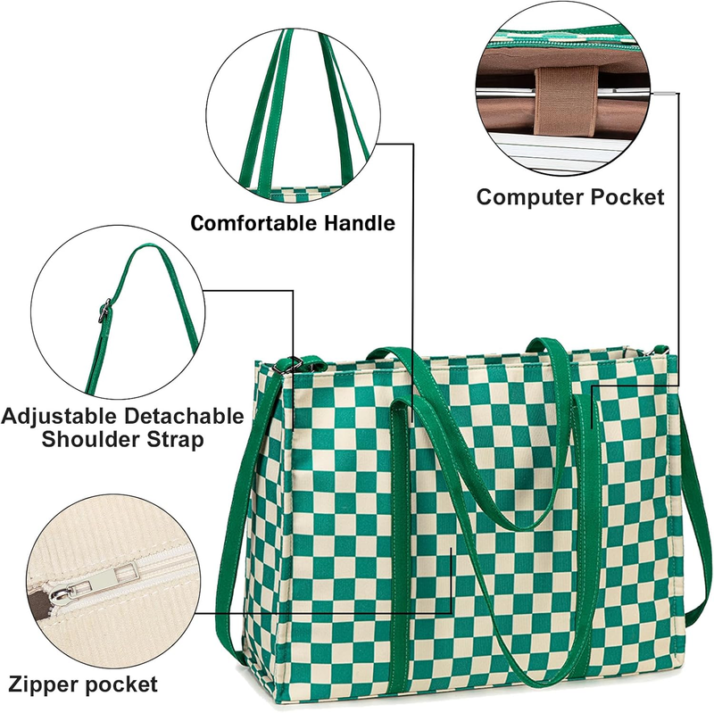 Laptop Tote Bag for Women Work 15.6 Inch Canvas Shoulder Bags Computer Messenger4