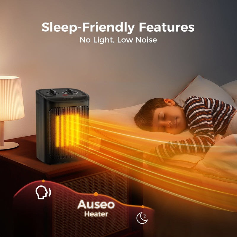 750W/1500W Ceramic Space Heater, 2S Heat, Small, Safe, for Indoor Use, Black4