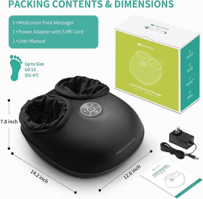 Shiatsu Foot Massager w/ Heat APP Remote Deep Kneading Compression7