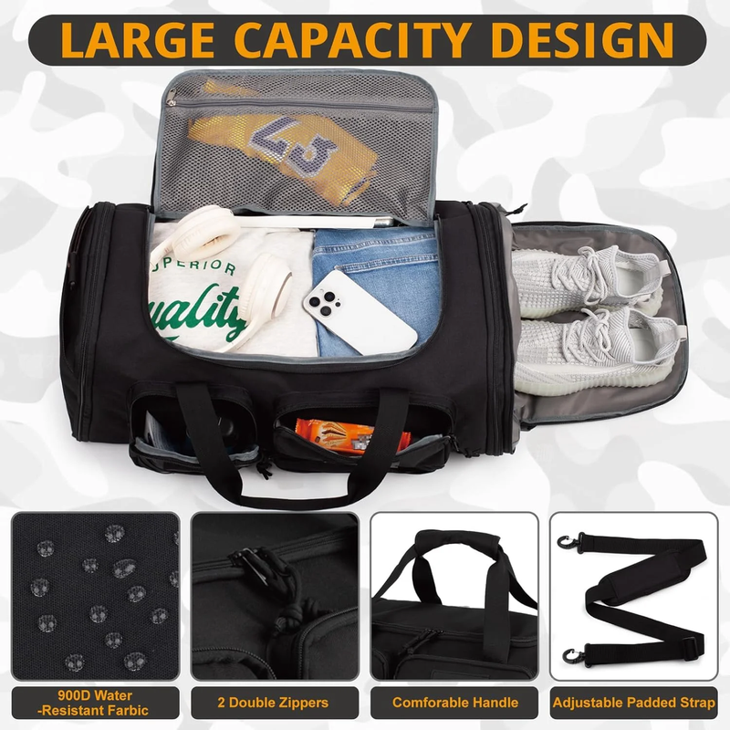 58L 3 in 1 Expandable Gym Duffle Bag Travel Backpack Shoe Comp Water Resist1