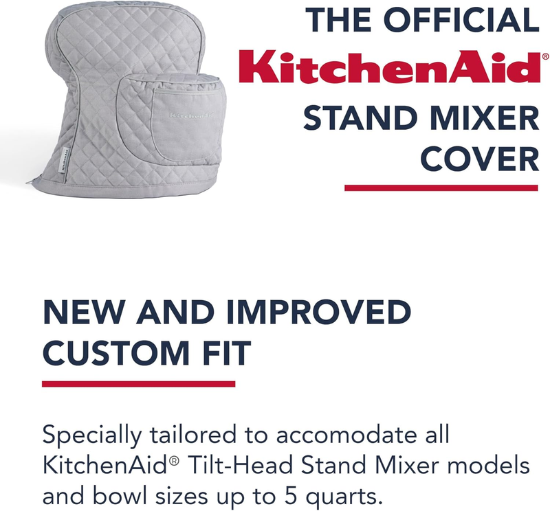 KitchenAid Tilt Head Stand Mixer Cover Quilted Cotton Storage Pocket Grey6