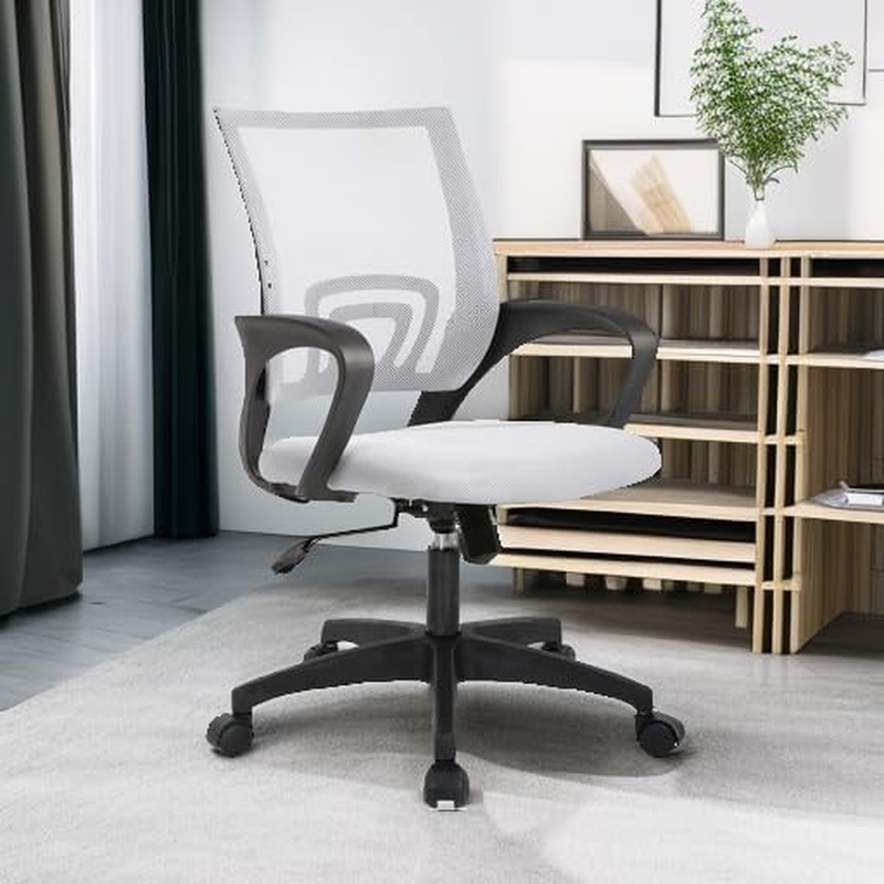 Ergonomic Office Chair Mid Back Swivel Desk Chair Lumbar Support White4