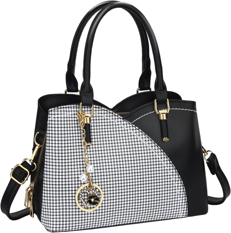Triple Compartment Handbag Women Satchel Shoulder Top Handle Purse8
