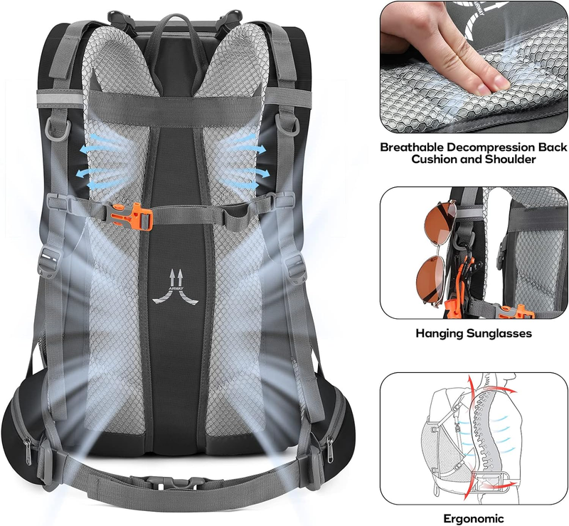 50L Waterproof Hiking Backpack Camping Travel Daypack Black5