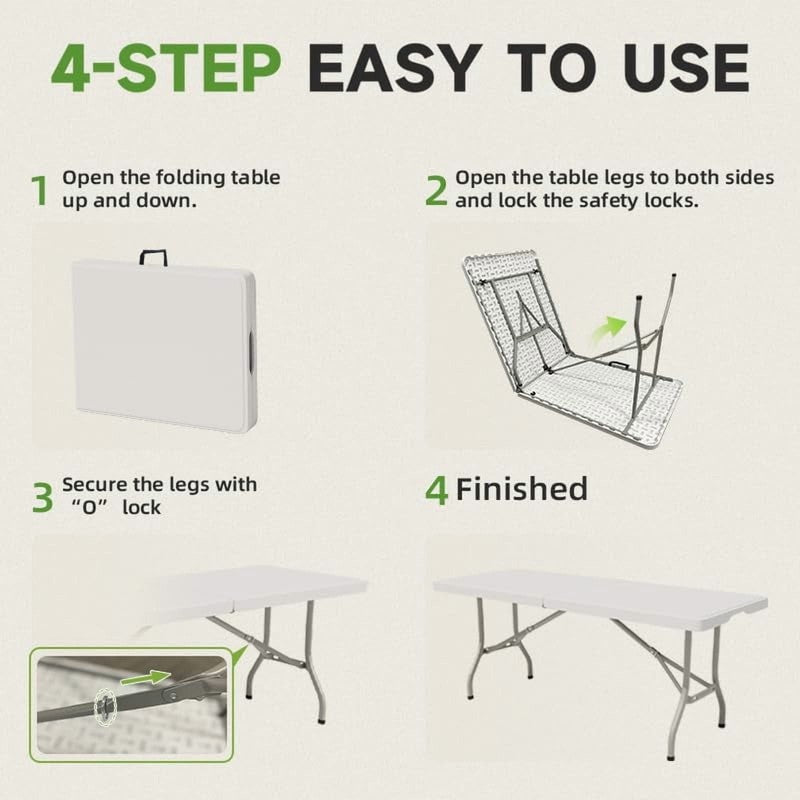2 Pack 6 Foot Heavy Duty Folding Tables Portable Indoor Outdoor Party Tables6