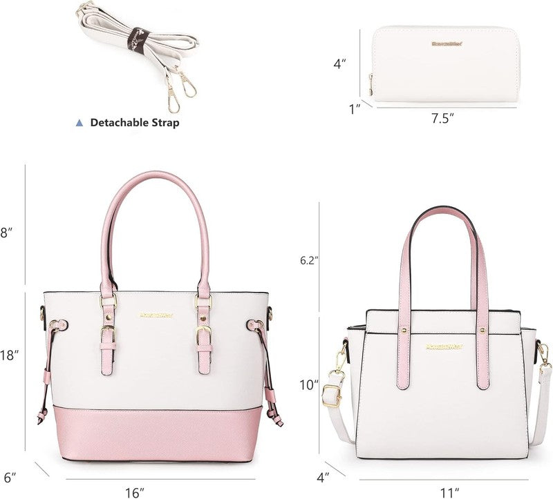 3PCS Purses for Women Tote Bag and Wallet Set Shoulder Satchel Handbags4