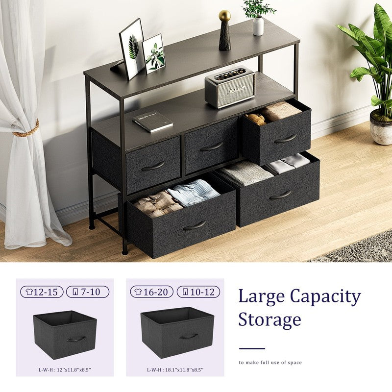 Dresser TV Stand, Entertainment Center with Fabric Drawers, Media Console Table 2